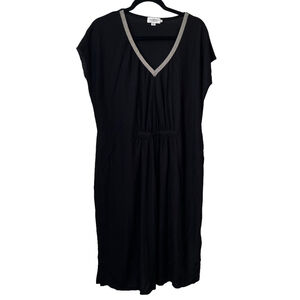 Lili Sidonio x Molly Bracken Black T-Shirt Dress Short Sleeve Silver Beaded M